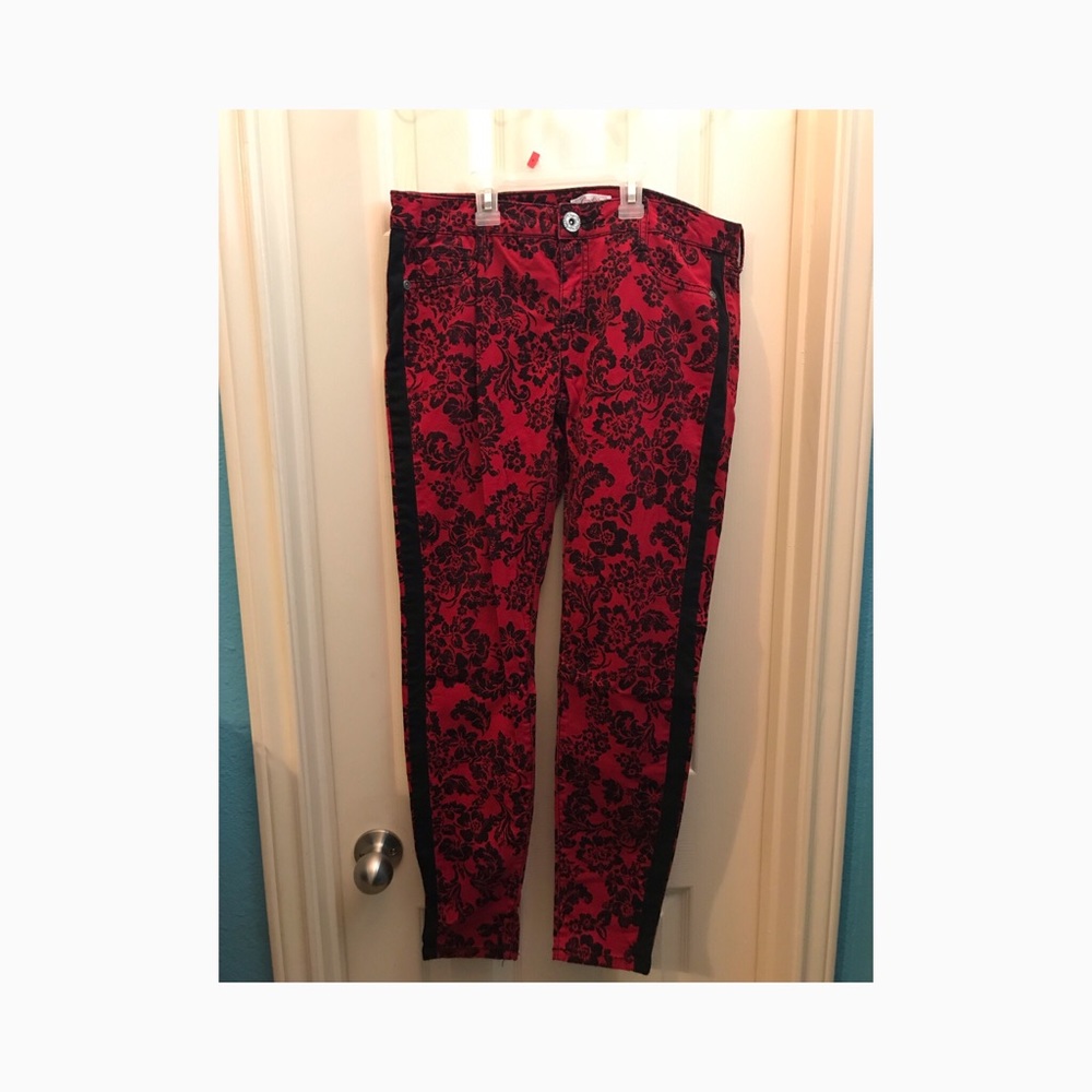 Red Floral Jean